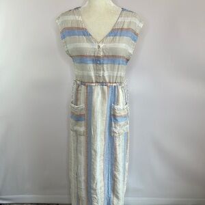 Poetry Linen Striped Dress